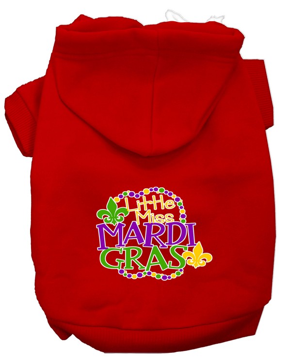 Miss Mardi Gras Screen Print Mardi Gras Dog Hoodie Red XS